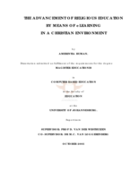 The advancement of religious education by means of elearning in a christian environment.