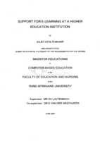 Support for e-learning at a higher education institution
