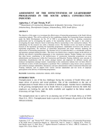 An assessment of the effectiveness of learnership programmes in the South Africa construction industry