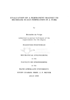Evaluation of a permanent magnet to decrease scale formation in a tube
