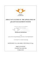Impact of culture on the application of quality management system