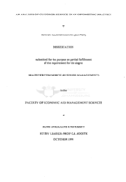 An analysis of customer service in an optometric practice