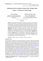 Enhancing Good Governance in South Africa Through Youth  Protest :  A Catalyst for Social Change