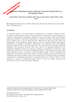 Appraisal of qualitative factors affecting contractors' tender price in a developing country