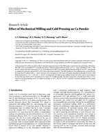 Effect of Mechanical Milling and Cold Pressing on Co Powder