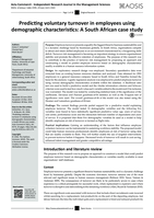Predicting voluntary turnover in employees using demographic characteristics: A South African case study