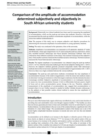Comparison of the amplitude of accommodation determined subjectively and objectively in South African university students
