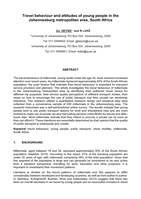 Travel behaviour and attitudes of young people in the Johannesburg metropolitan area, South Africa