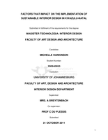 Factors that impact on the implementation of sustainable interior design in KwaZulu-Natal
