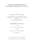 Purchasing and supply quality management in a power plant : a case study