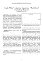 South Africa’s industrial expansion –  the role of technology transfer