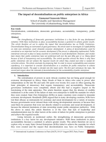 The impact of decentralisation on public enterprises in Africa