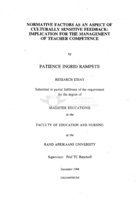 Normative factors as an aspect of culturally sensitive feedback : implication for the management of teacher competence
