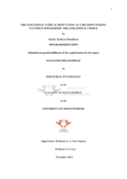 Organisational ethical reputation as a decision-making factor in job seekers’ organisational choice