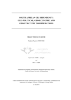South African oil dependency : geo-political, geo-economic and geo-strategic considerations