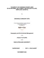 The impact of overhead power lines on an informal settlement: Motsoaledi Village, Diepkloof (Soweto)