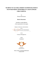 The impact of cultural diversity on work relations in the physiotherapy department of a South African public hospital