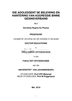 Die adolessent se belewing en hantering van aggressie binne gesinsverband