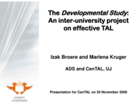 The Developmental Study: an inter-university project on effective TAL