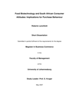 Food biotechnology and South African consumer attitudes: implications for purchase behaviour