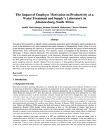 The impact of employee motivation on productivity at a water treatment and supply’s laboratory in Johannesburg, South Africa