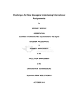 Challenges for new managers undertaking international assignments
