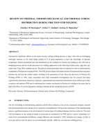 Review on thermal, thermo-mechanical and thermal stress distribution during friction stir welding