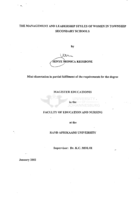 The management and leadership styles of women in township secondary schools