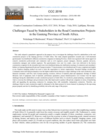 Challenges faced by stakeholders in the road construction projects in the Gauteng province of South Africa