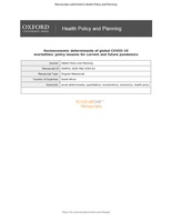 Socioeconomic determinants of global COVID-19 mortalities : policy lessons for current and future pandemics