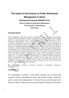 The impact of governance on public enterprises management in Africa