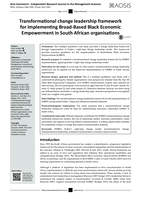 Transformational change leadership framework for implementing Broad-Based Black Economic Empowerment in South African organisations