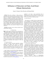Influence of structure on fatty acid ester-alkane interactions