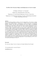 The effect of dry wastewater sludge as sand replacement on concrete strengths