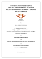 An investigation on developing project leadership skills of newly appointed project managers