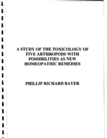 A study of the toxicology of five arthropods with possibilities as new homoeopathic remedies