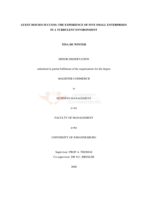 Guest houses success: the experience of five small enterprises in a turbulent environment