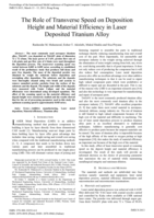 The role of transverse speed on deposition height and material efficiency in laser deposited titanium alloy