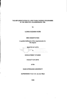 The implementation of a RDP public works programme in the Greater Johannesburg TMC