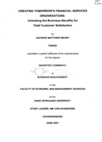 Creating tomorrow's financial services organisations : unlocking the business benefits for total customer satisfaction