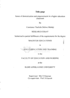 Issues of domestication and empowerment in a higher education classroom
