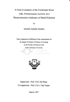 A field evaluation of the freshwater river crab, Potamonautes warreni, as a bioaccumulative indicator of metal pollution.