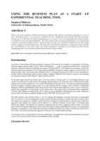 Using the business plan as a start- up experiential teaching tool