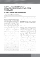 Quality performance of infrastructure developments in Swaziland