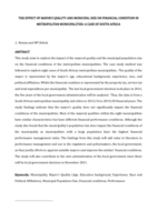 The effect of mayor's quality and municipal size on financial condition in metropolitan municipalities: A case of South Africa
