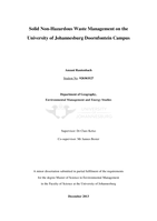 Solid non-hazardous waste management on the University of Johannesburg Doornfontein Campus