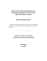 Employee wellness programmes and the  HIV/AIDS related needs of lowest strata employees: Nissan, Rosslyn