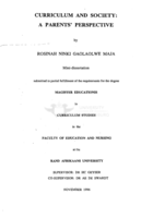 Curriculum and society : a parents' perspective