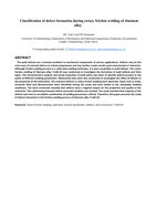 Classification of defect formation during rotary friction welding of titanium alloy