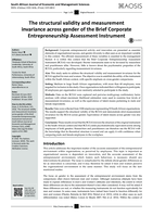 The structural validity and measurement invariance across gender of the Brief Corporate Entrepreneurship Assessment Instrument